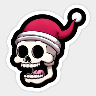 Skull With Christmas Hat Sticker